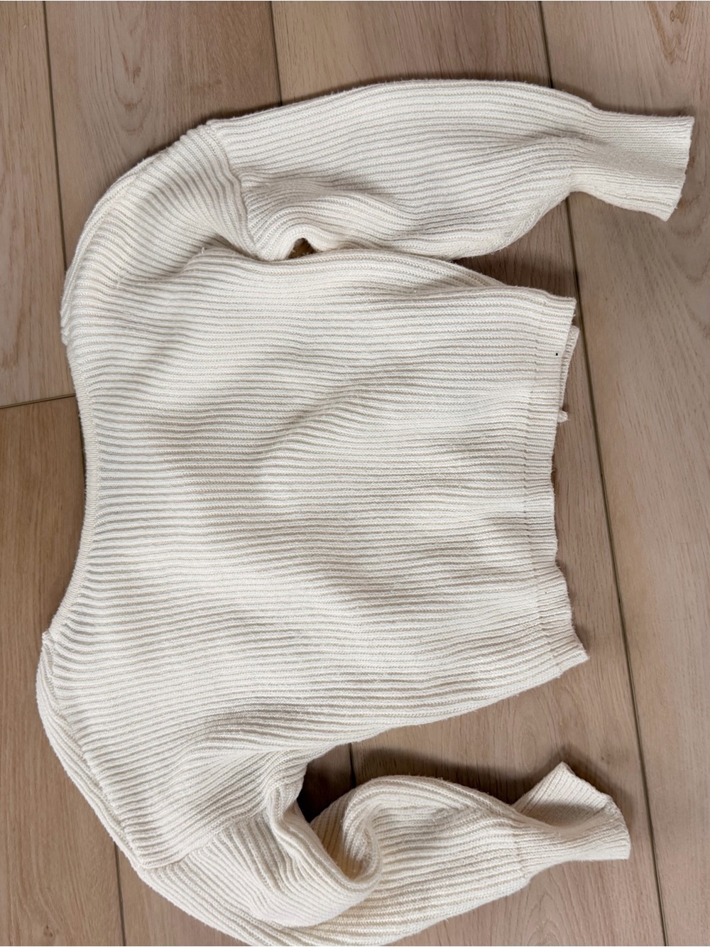 SHEIN Off-Shoulder Cream Ribbed Knit Sweater
